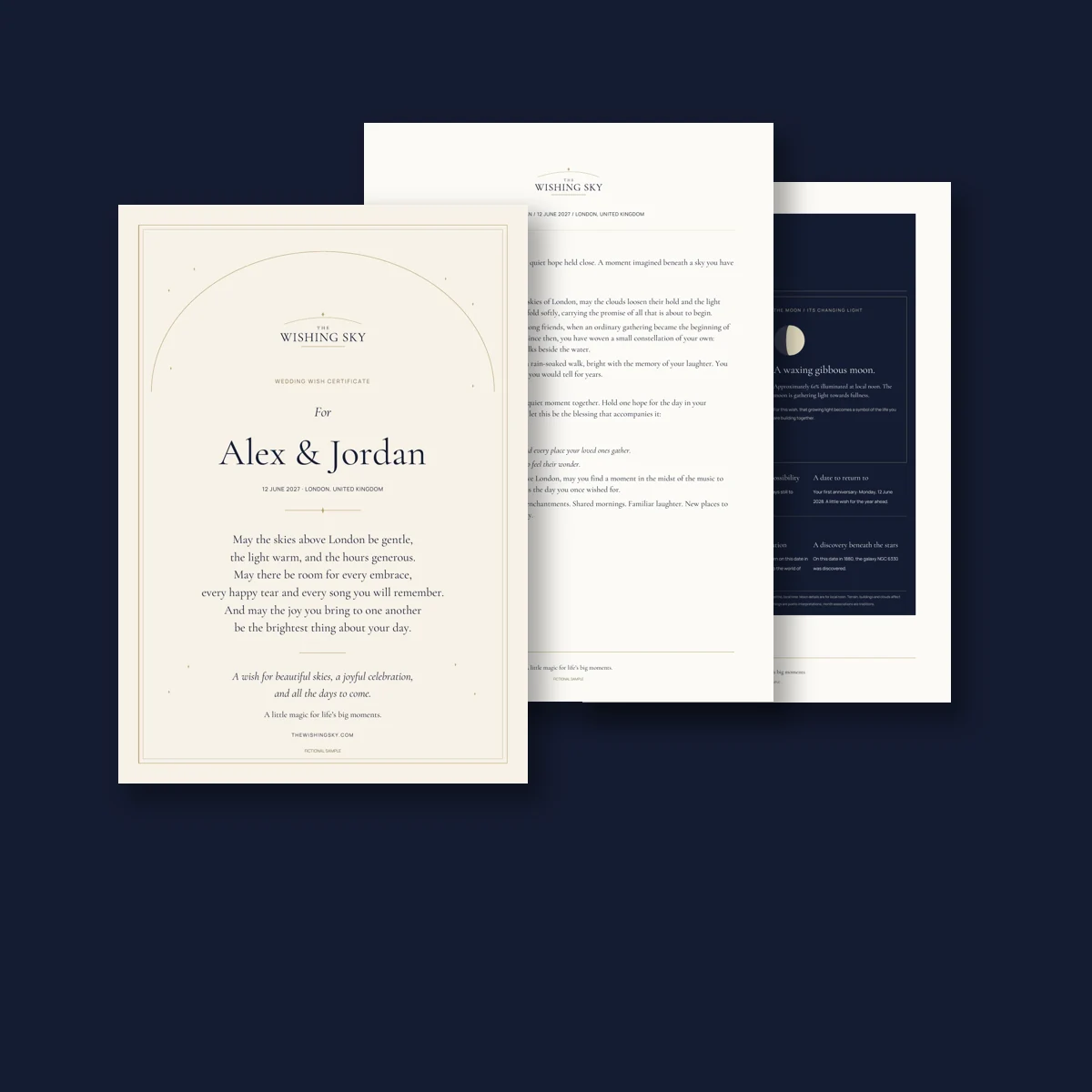 Fictional sample wedding keepsake collection